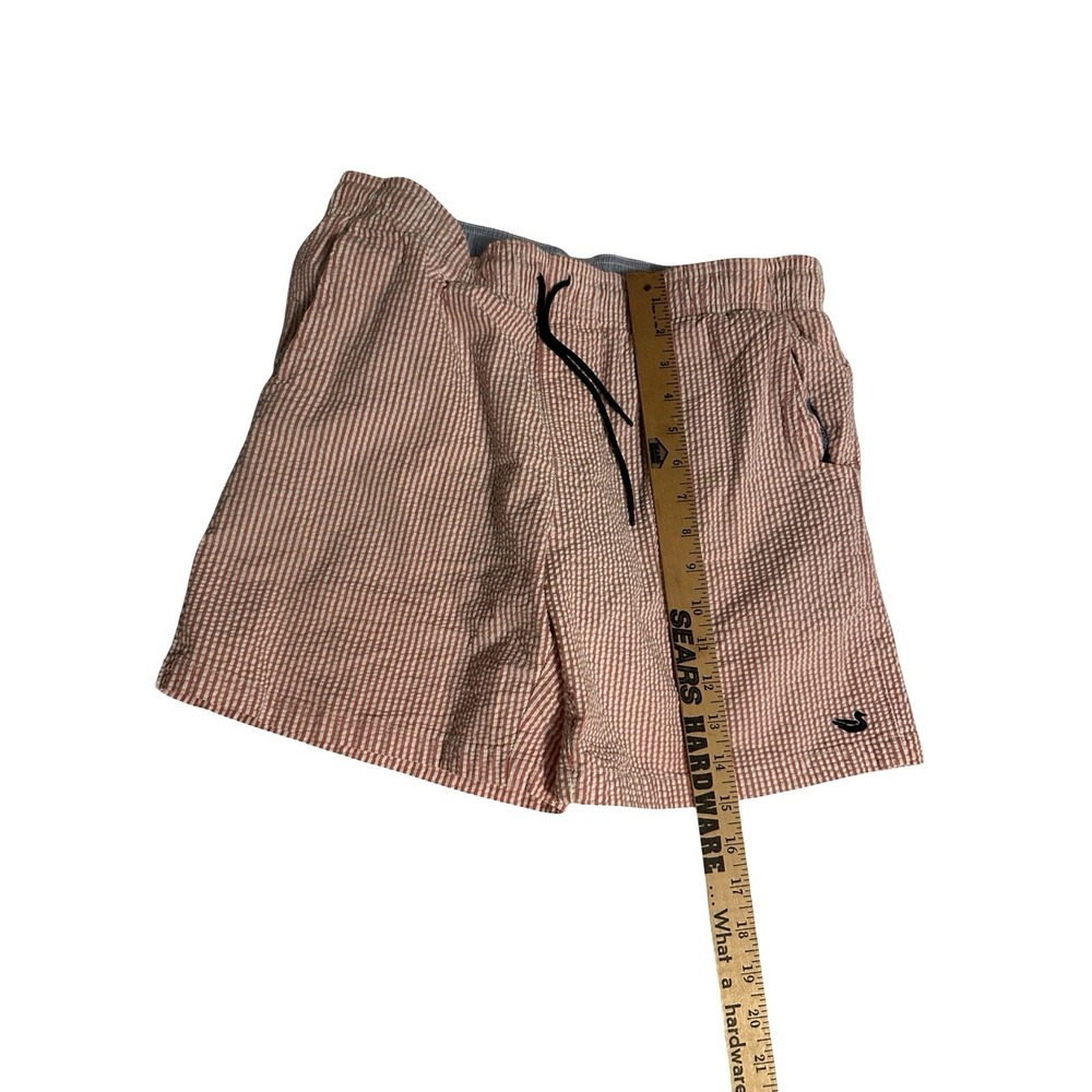 Southern‎ Marsh Dockside Swim Trunks Pinstriped in Red Seersucker Men's Small - Picture 7 of 10